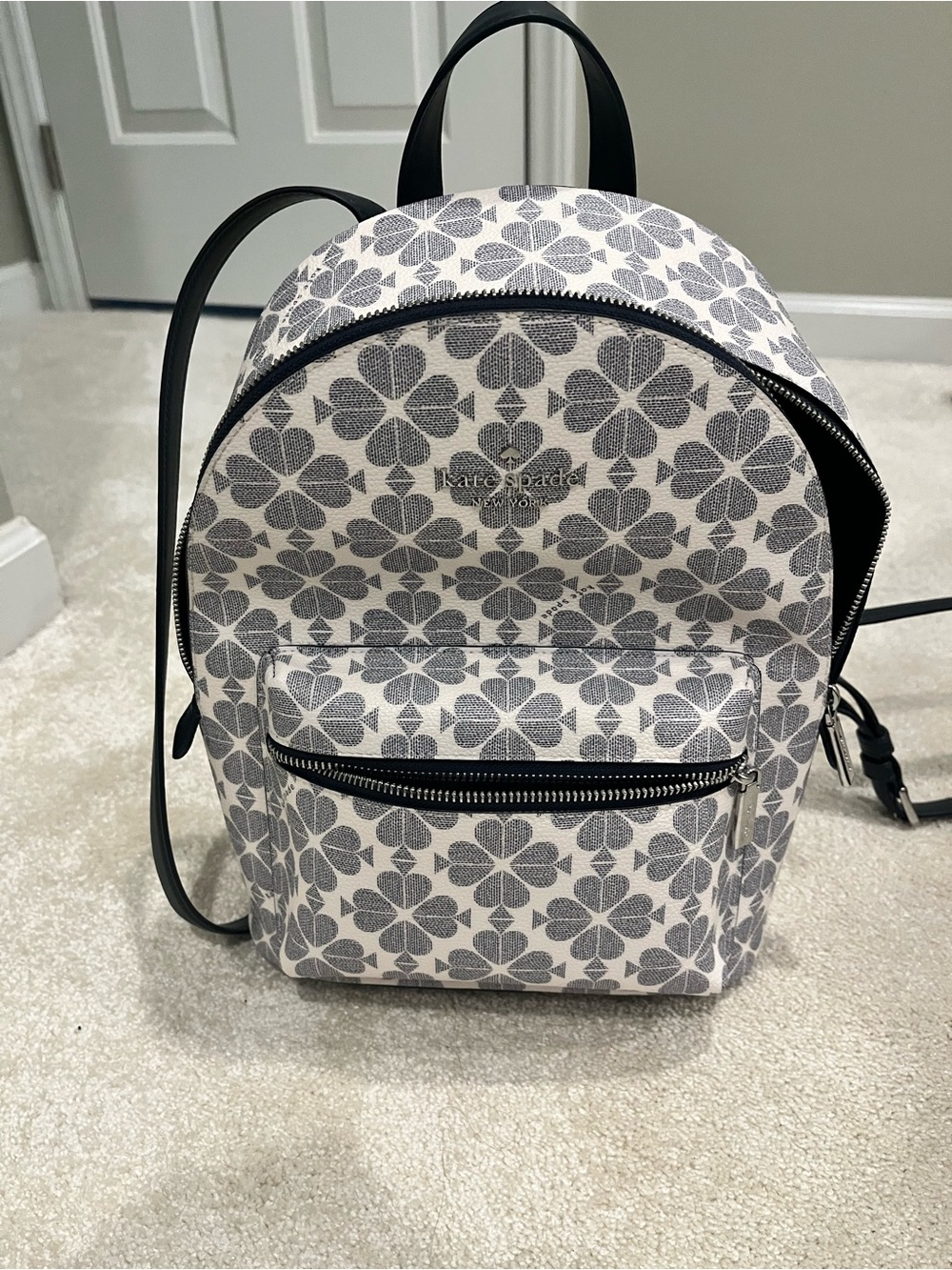 kate spade Cream and Gray Floral Mini Backpack